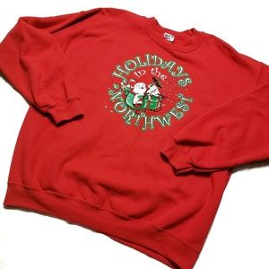 Vintage Red Christmas Unisex Sweater Santa Holidays PNW